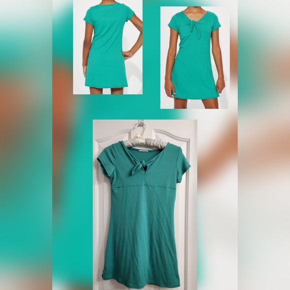 SHEIN Other - Mini Buttercup Ribbed Knit Dress - Kelly Green Bow Accent